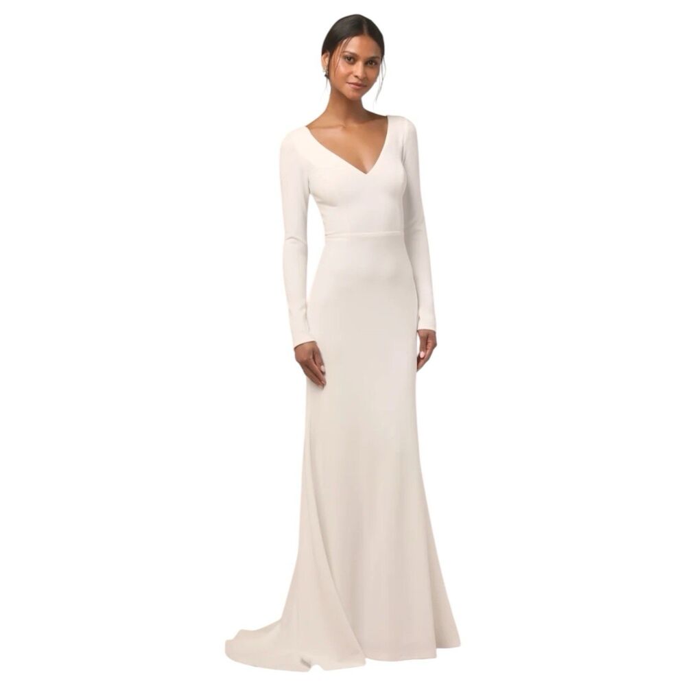 Lulus Feeling of Forever Maxi Dress Womens 3X White L/S Mermaid Wedding Gown